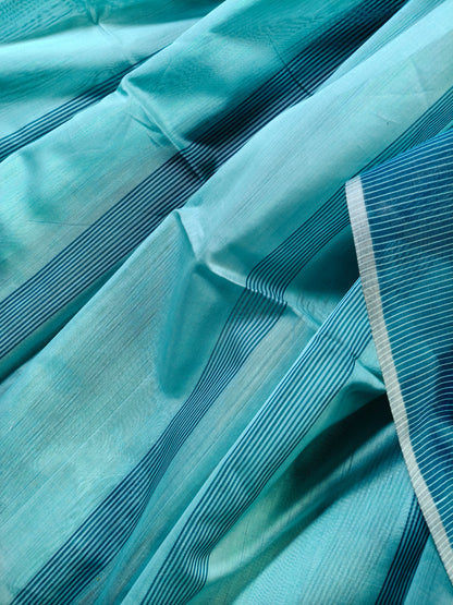 Ice Blue Sico Pure Handloom Maheshwari Saree