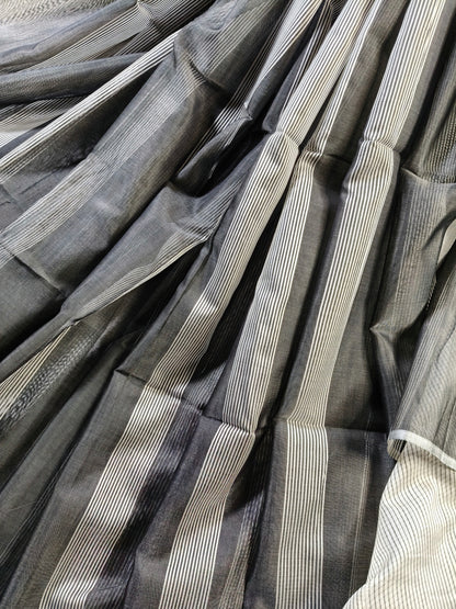 Black Sico Pure Handloom Maheshwari Saree