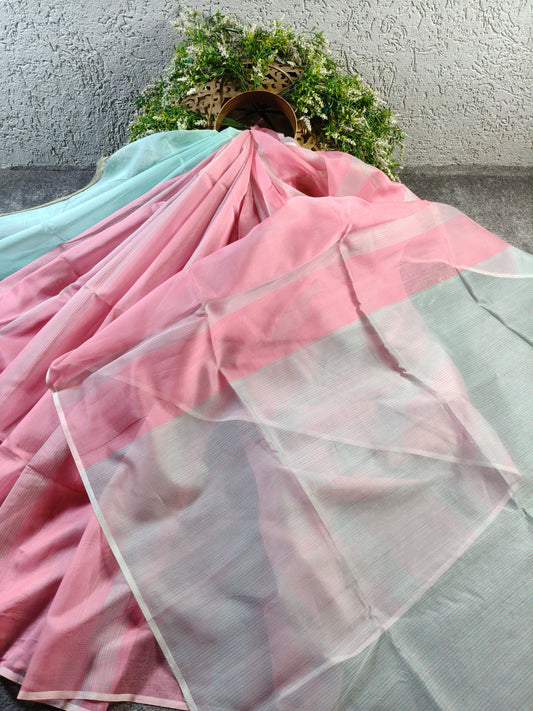 Pink Sico Pure Handloom Maheshwari Saree
