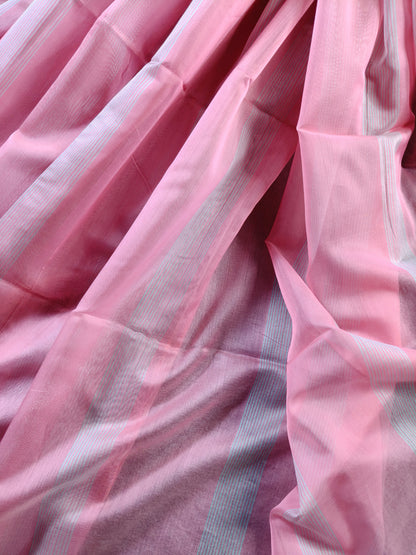 Pink Sico Pure Handloom Maheshwari Saree