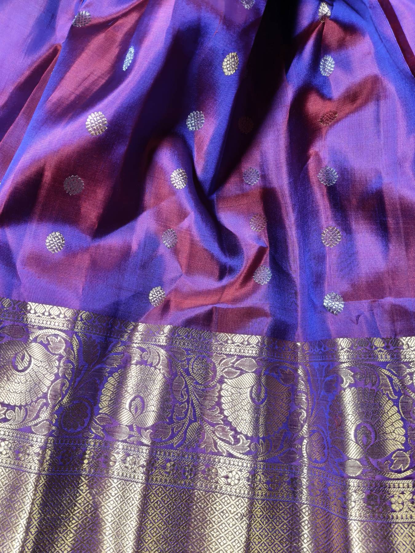 PURPLE SILK PURE HANDLOOM GADWAL SAREE