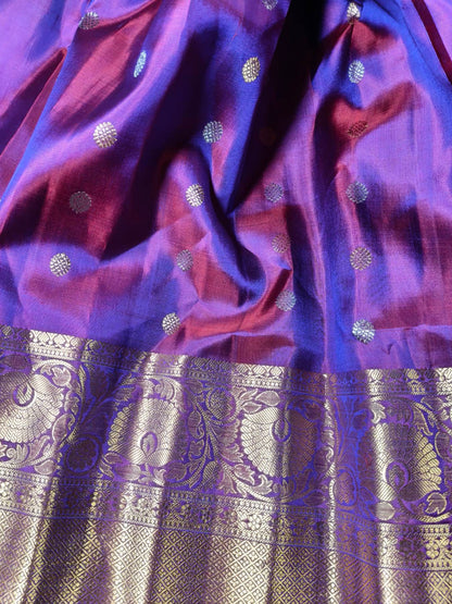 PURPLE SILK PURE HANDLOOM GADWAL SAREE