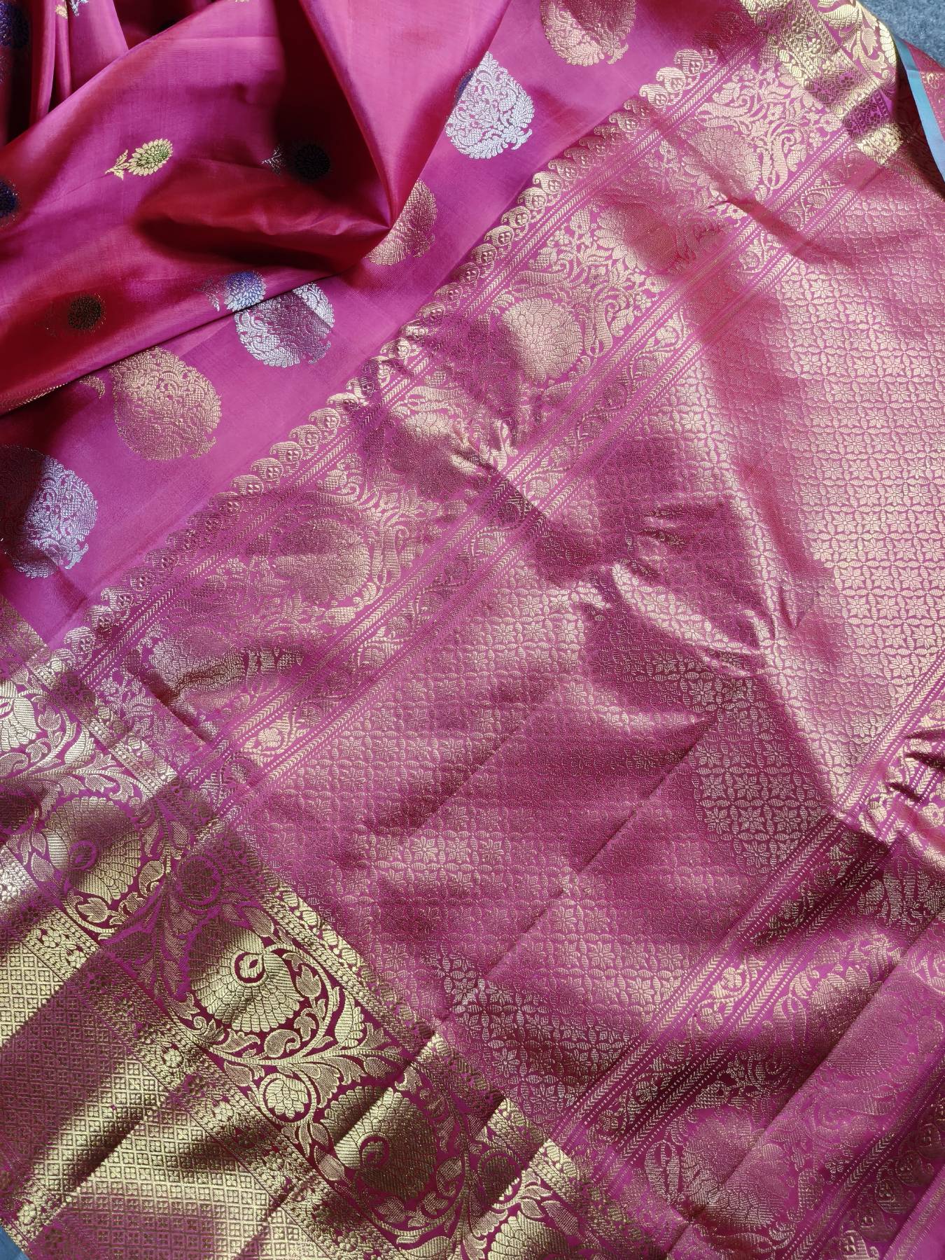 CORAL PINK SILK PURE HANDLOOM GADWAL SAREE