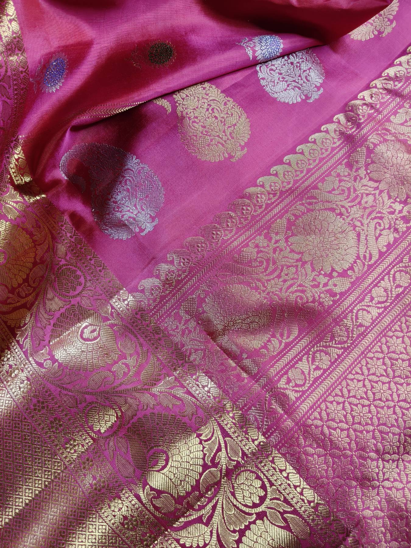 CORAL PINK SILK PURE HANDLOOM GADWAL SAREE