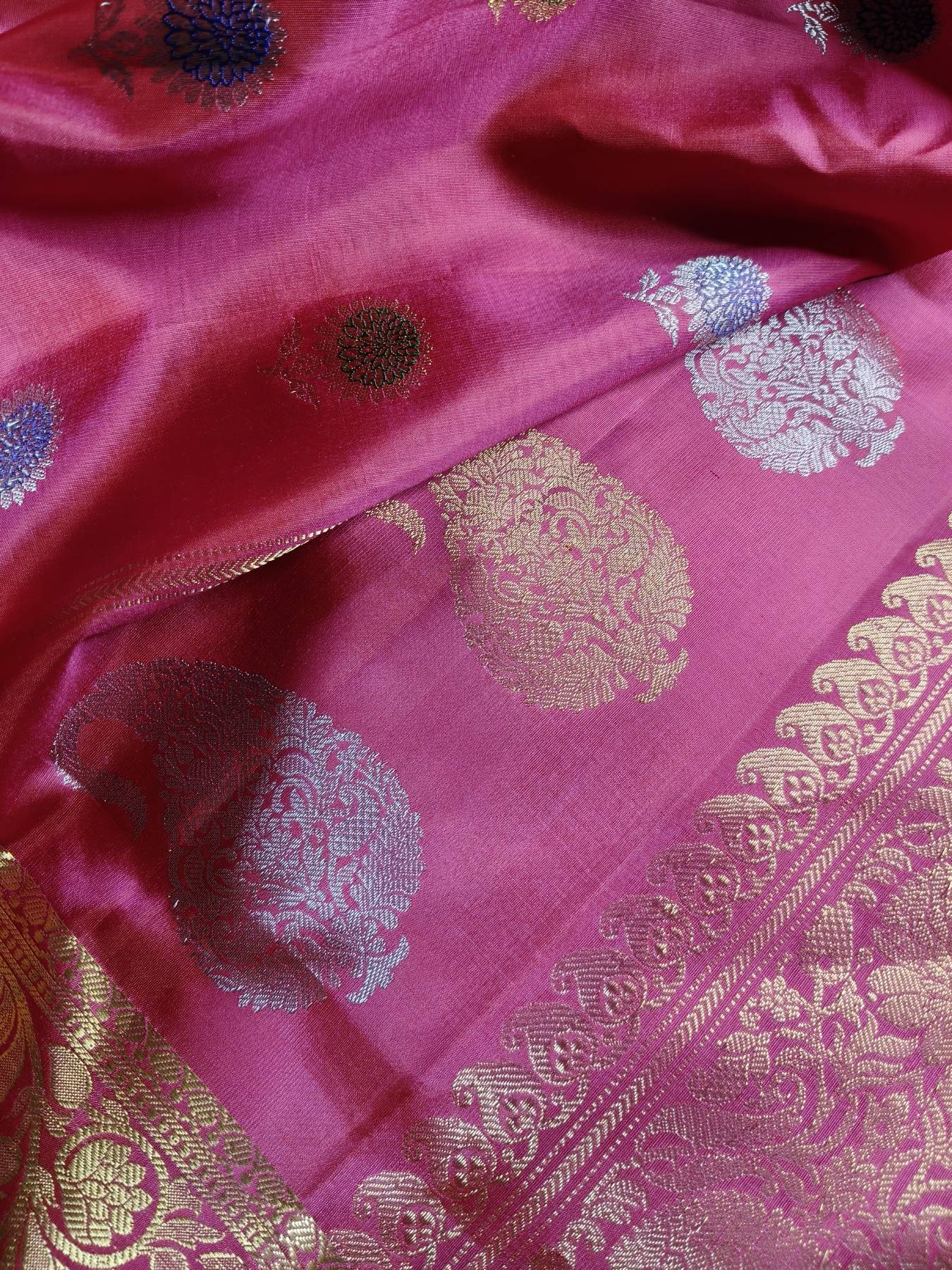 CORAL PINK SILK PURE HANDLOOM GADWAL SAREE