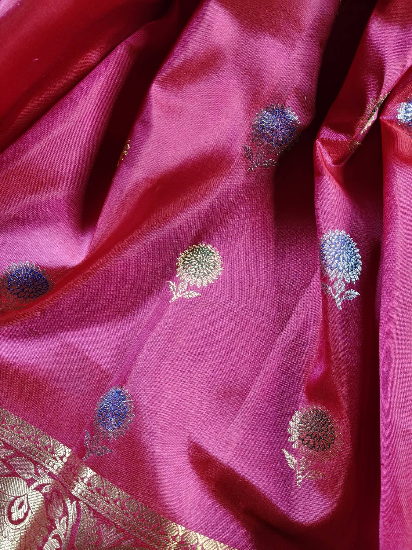 CORAL PINK SILK PURE HANDLOOM GADWAL SAREE