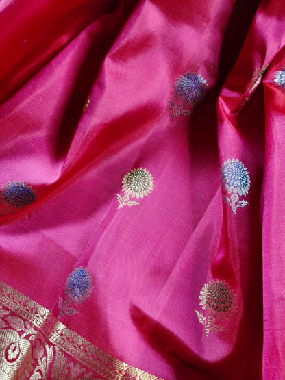 CORAL PINK SILK PURE HANDLOOM GADWAL SAREE