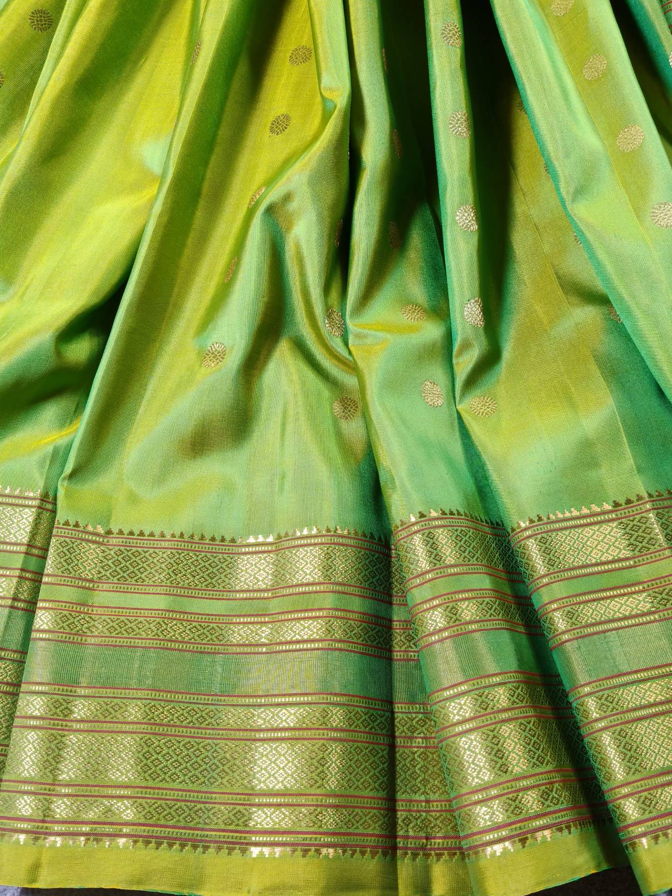 PARROT GREEN SILK PURE HANDLOOM PAITHANI SAREE