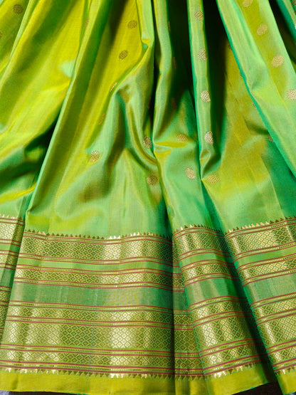 PARROT GREEN SILK PURE HANDLOOM PAITHANI SAREE