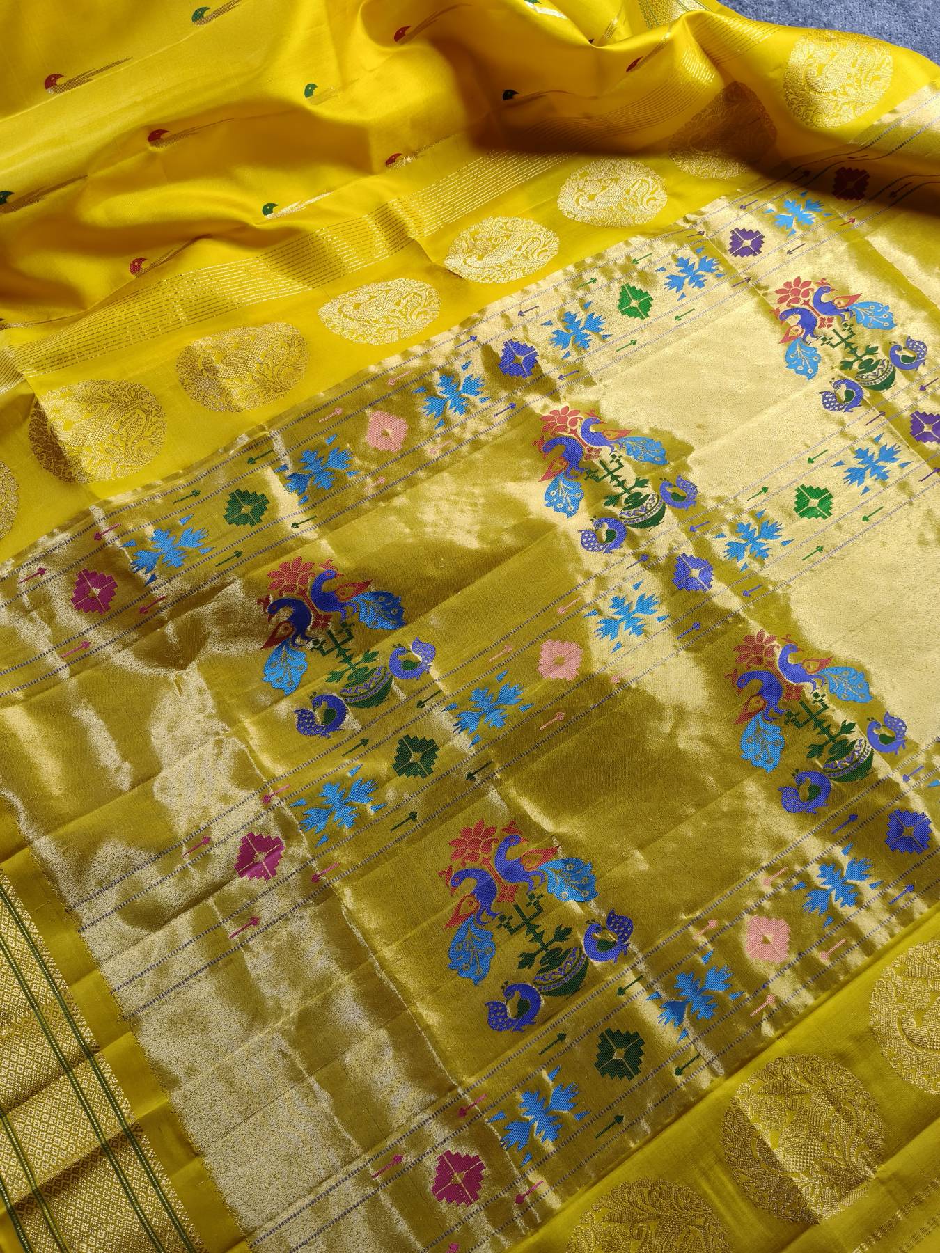 YELLOW SILK PURE HANDLOOM PAITHANI SAREE