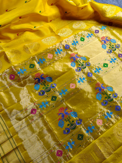 YELLOW SILK PURE HANDLOOM PAITHANI SAREE