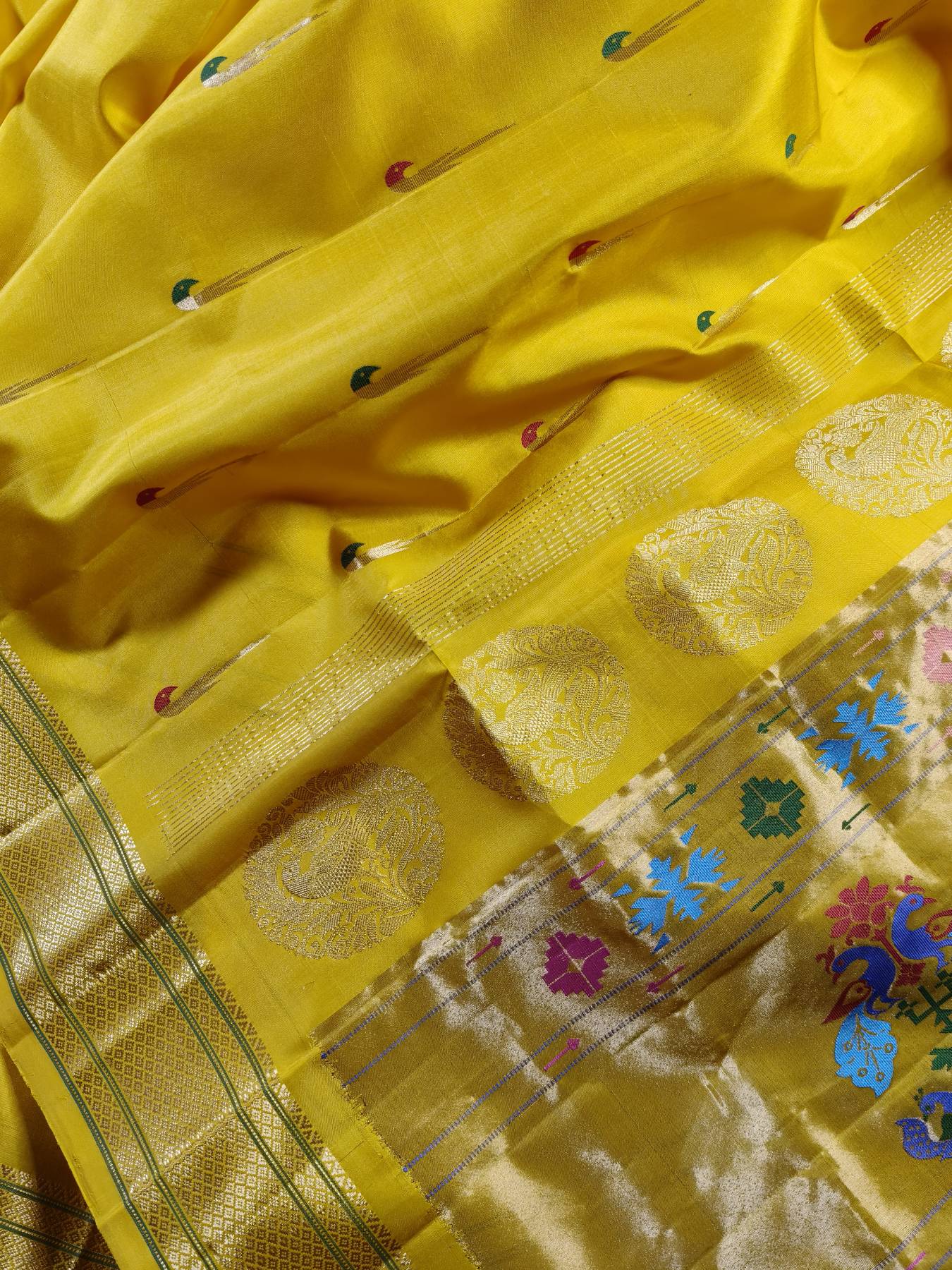 YELLOW SILK PURE HANDLOOM PAITHANI SAREE