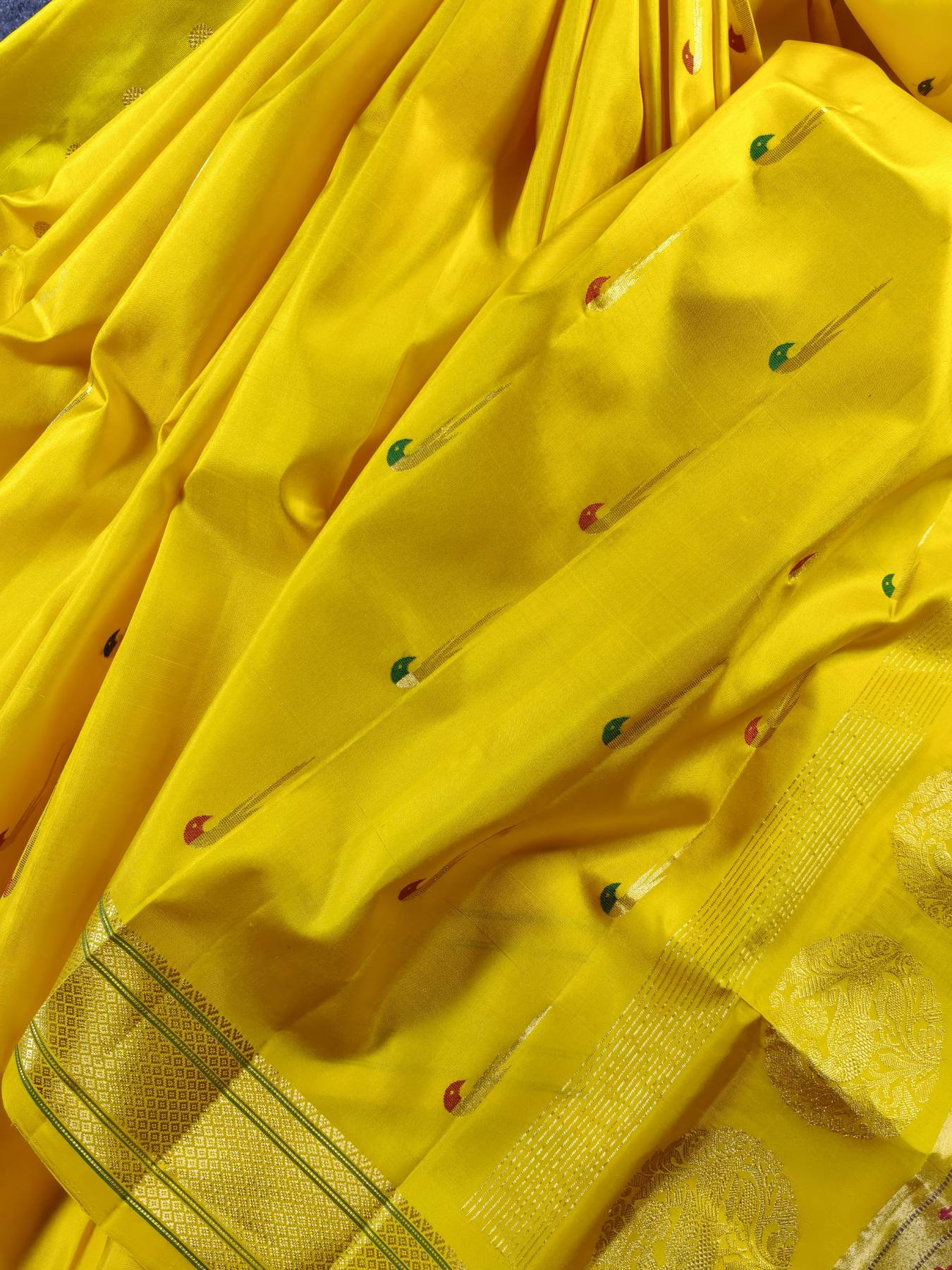 YELLOW SILK PURE HANDLOOM PAITHANI SAREE