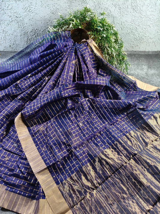 VOILET COTTON PURE HANDLOOM CHANDERI SAREE