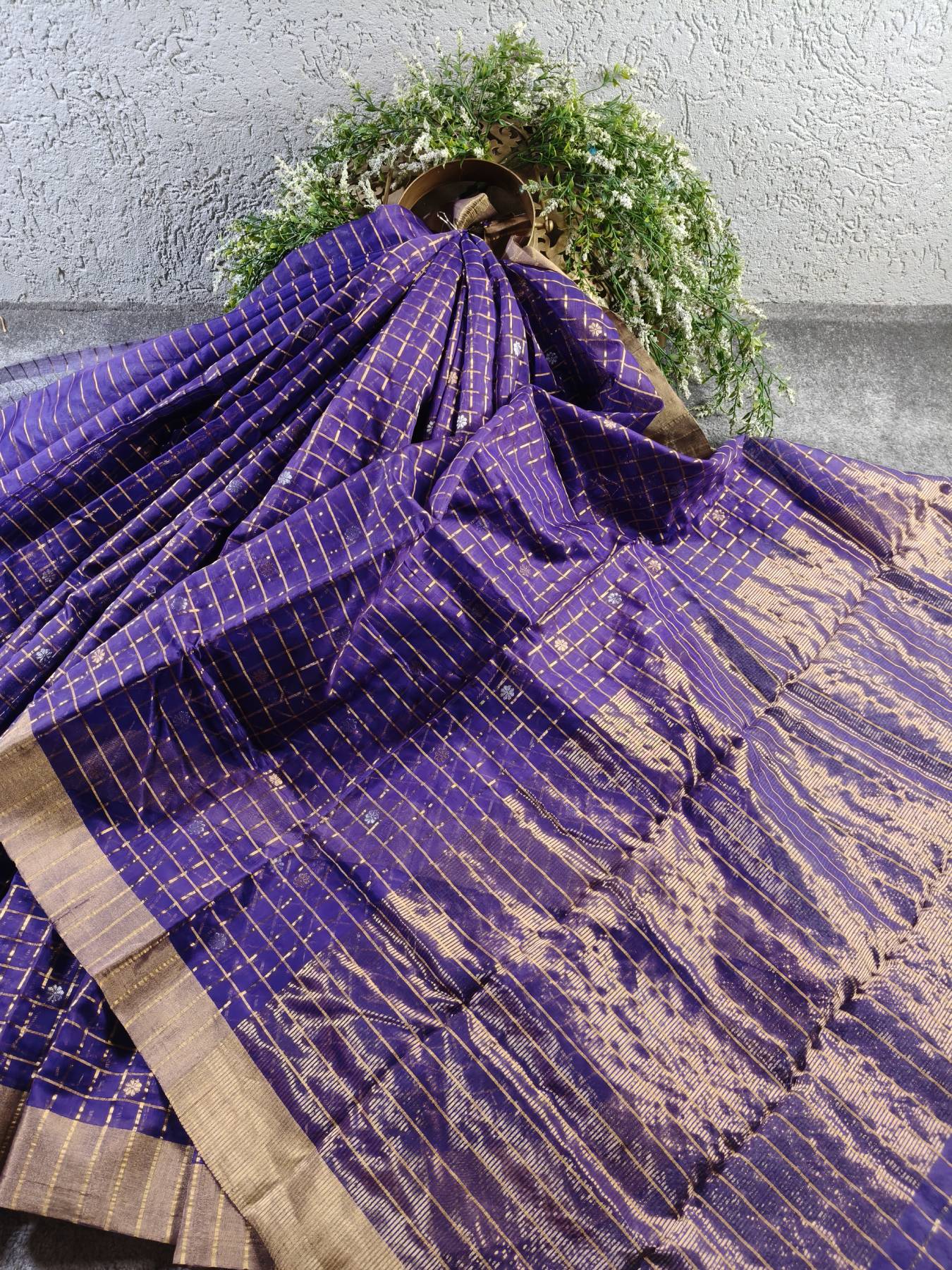 PURPLE COTTON PURE HANDLOOM CHANDERI SAREE