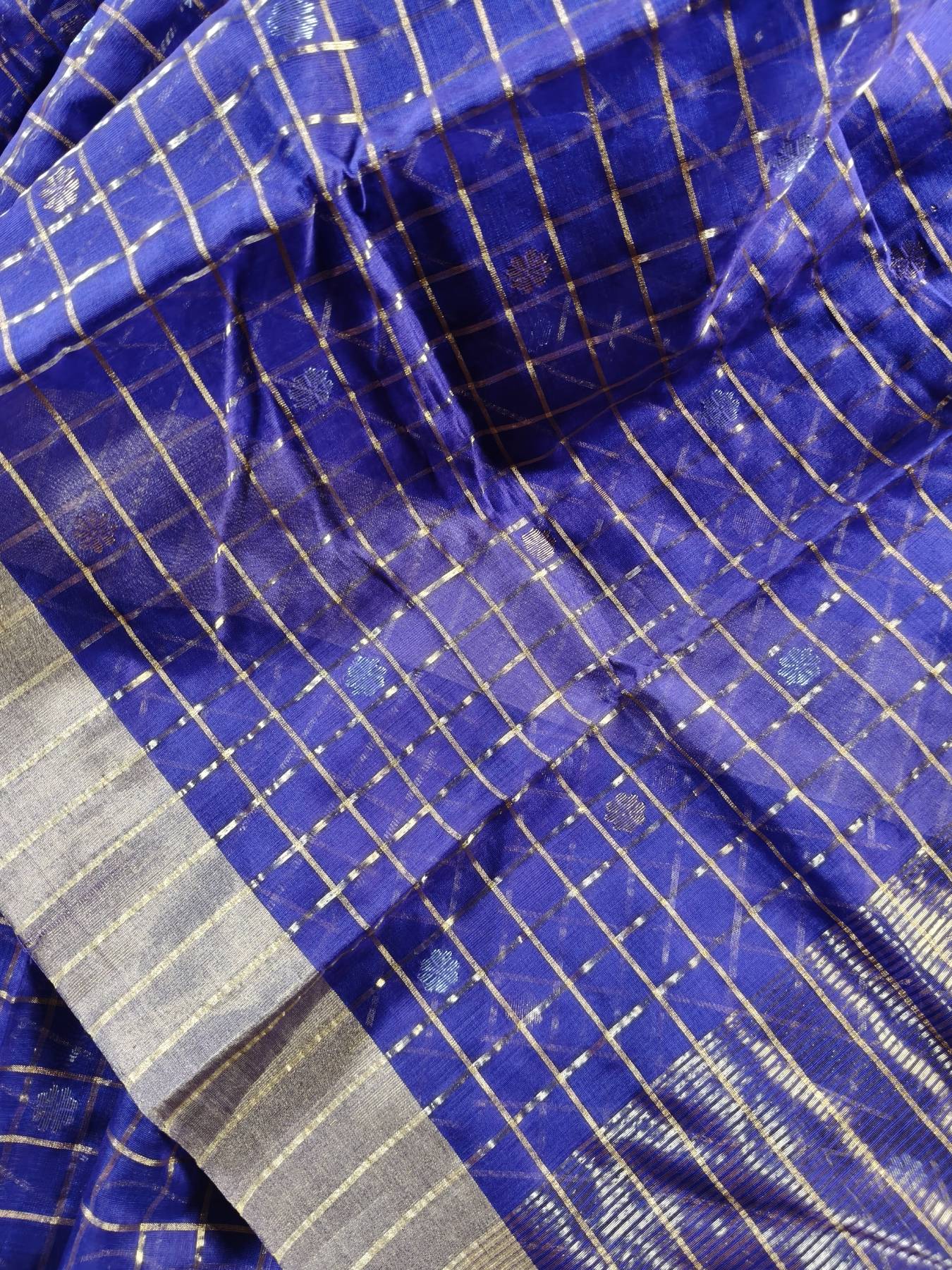 PURPLE COTTON PURE HANDLOOM CHANDERI SAREE