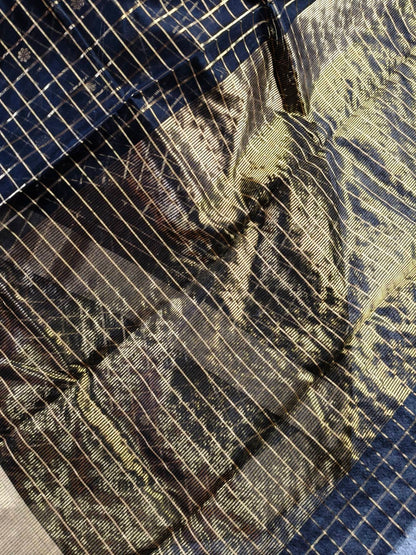 BLACK COTTON PURE HANDLOOM CHANDERI SAREE