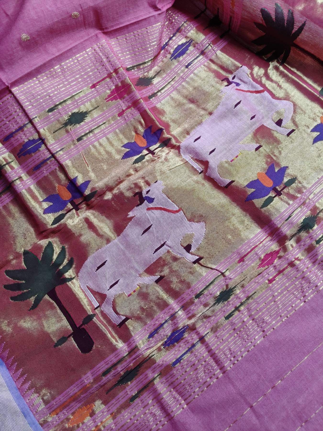 PINK COTTON PURE HANDLOOM PAITHANI SAREE