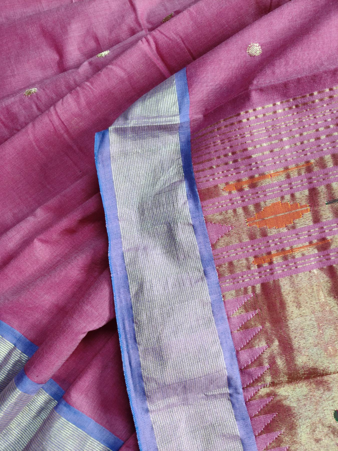 PINK COTTON PURE HANDLOOM PAITHANI SAREE