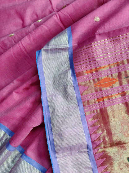 PINK COTTON PURE HANDLOOM PAITHANI SAREE