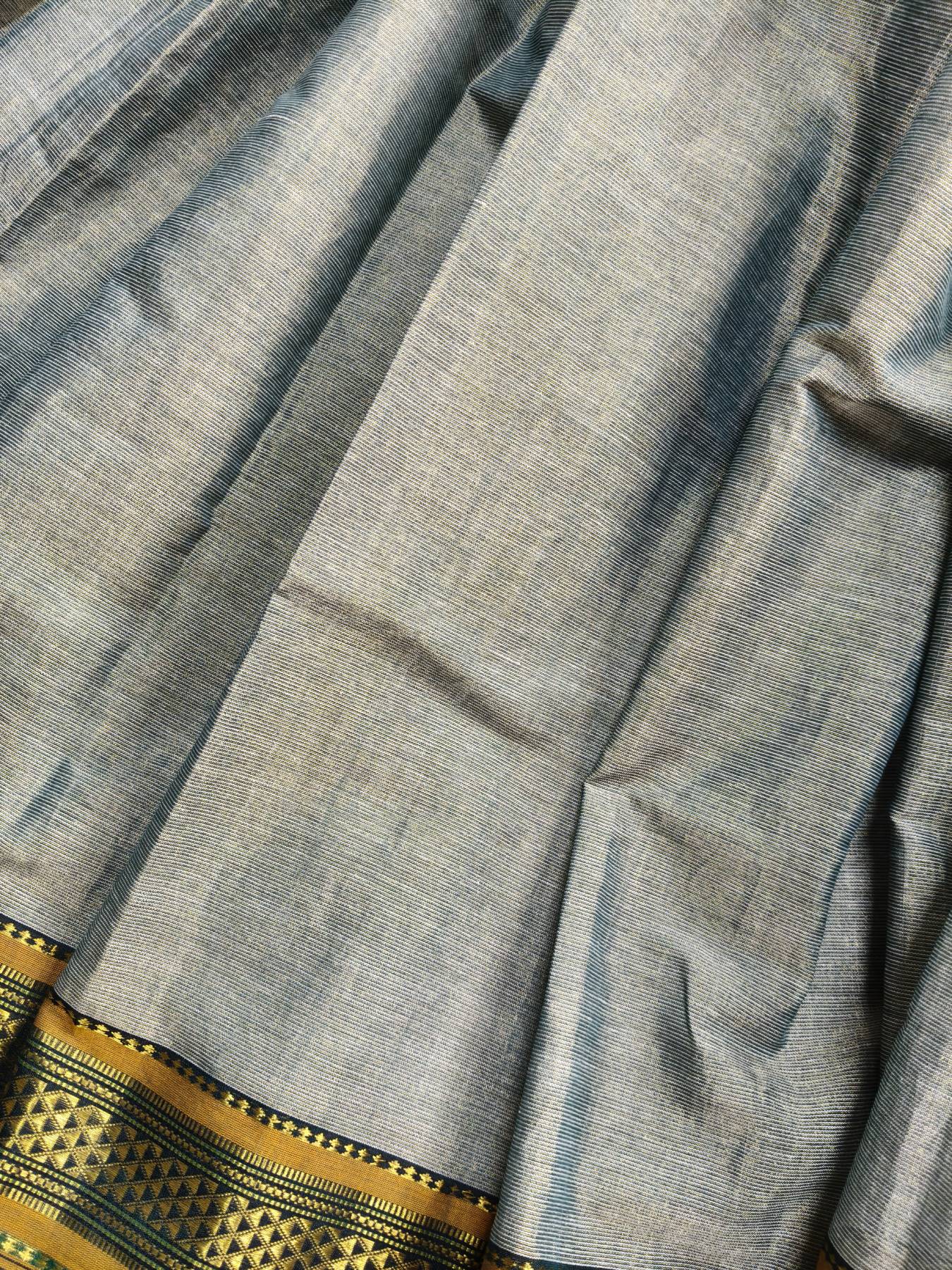 GREY COTTON TISSUE PURE HANDLOOM PAITHANI SAREE