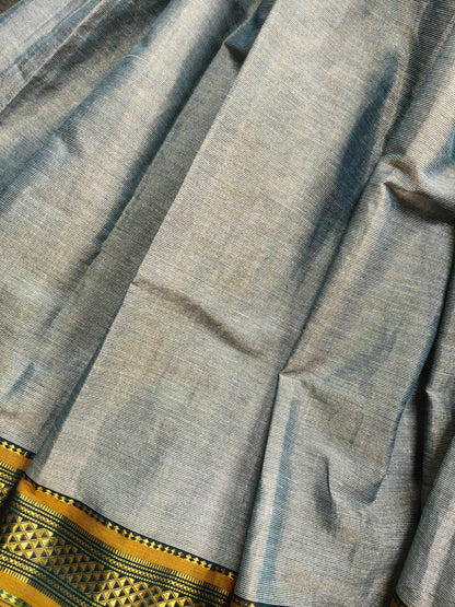 GREY COTTON TISSUE PURE HANDLOOM PAITHANI SAREE
