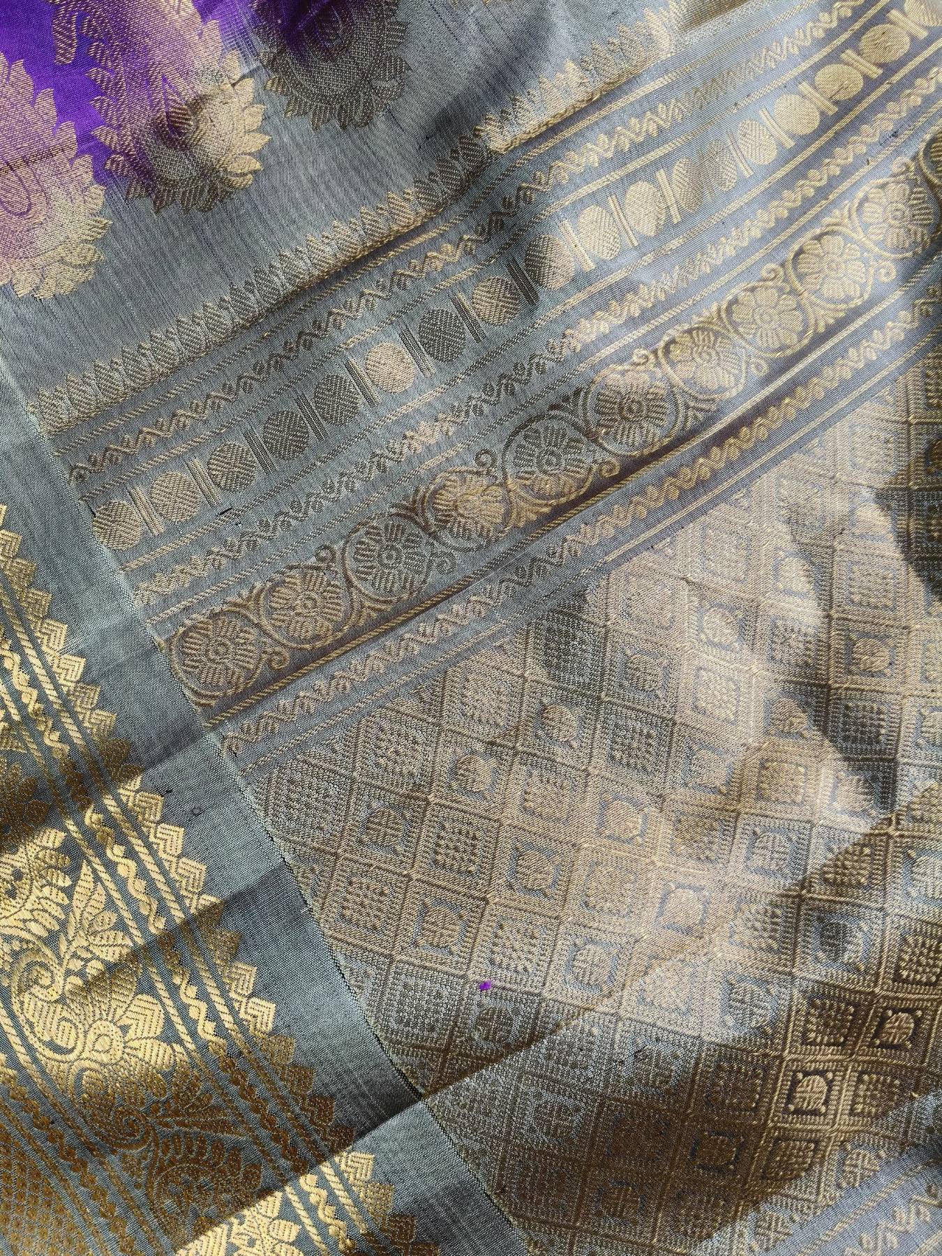 PURPLE SICO PURE HANDLOOM GADWAL SAREE