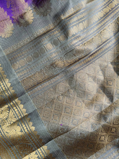 PURPLE SICO PURE HANDLOOM GADWAL SAREE