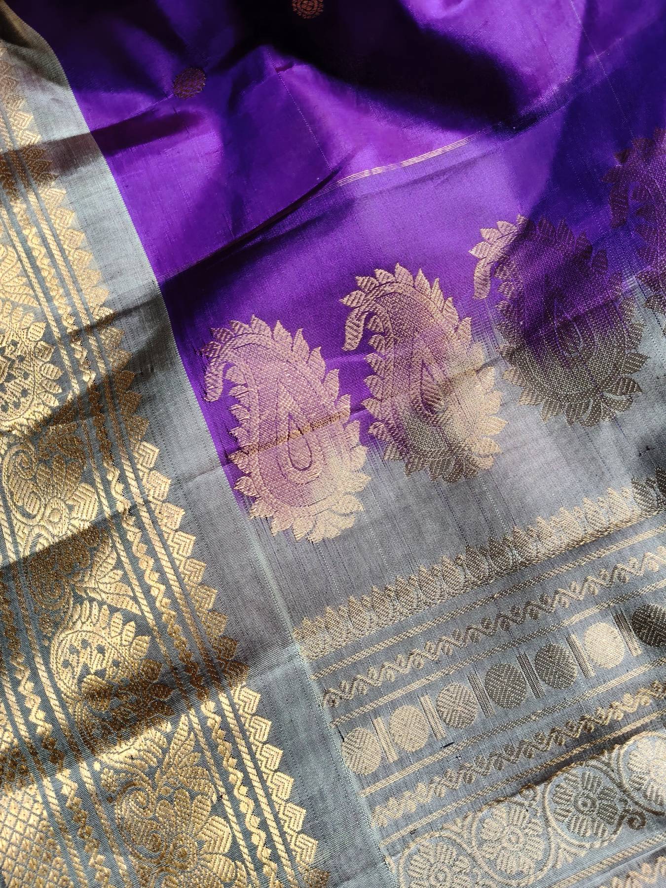 PURPLE SICO PURE HANDLOOM GADWAL SAREE