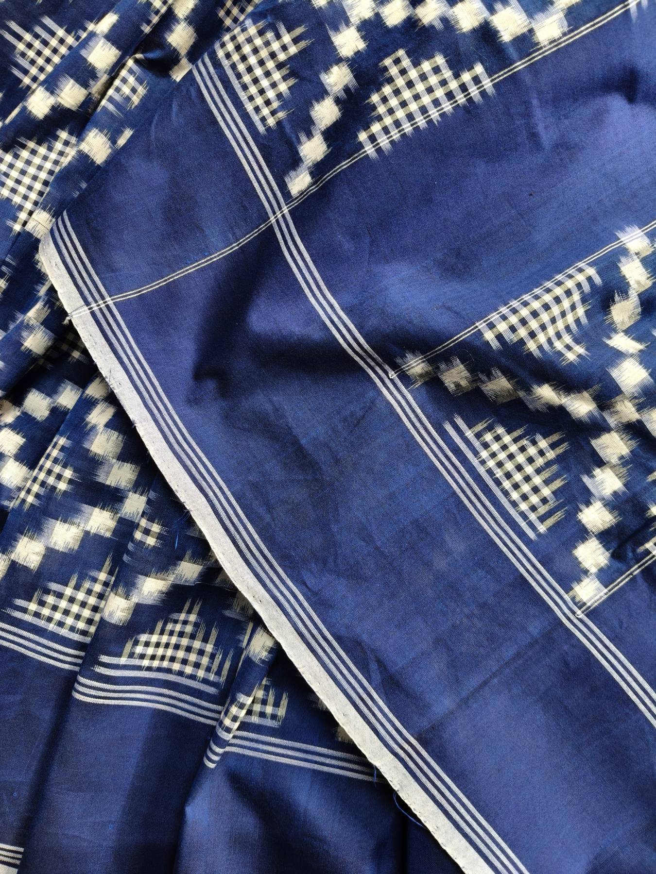 BLUE COTTON PURE HANDLOOM DOUBLE IKKAT SAREE