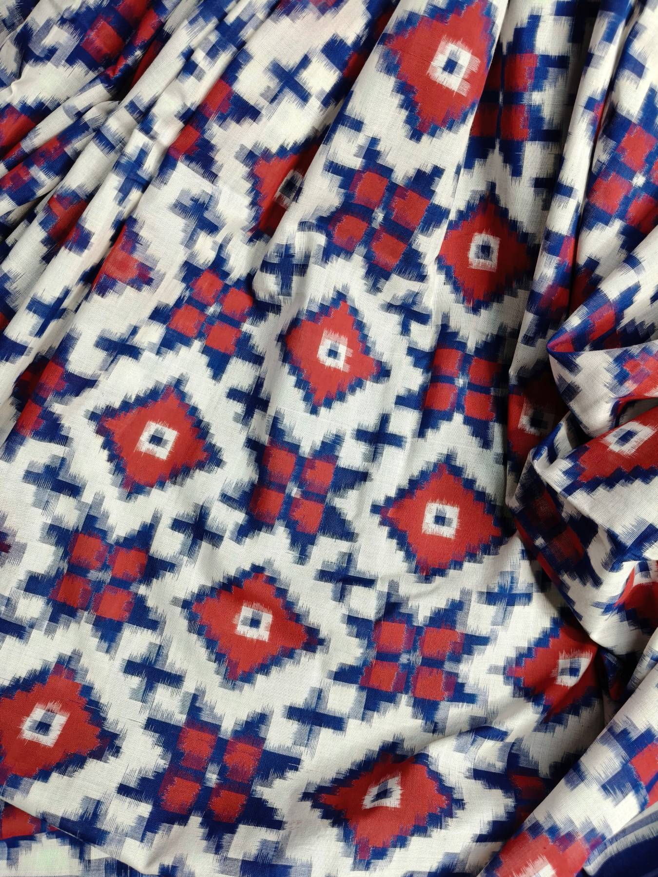 BLUE COTTON PURE HANDLOOM DOUBLE IKKAT SAREE