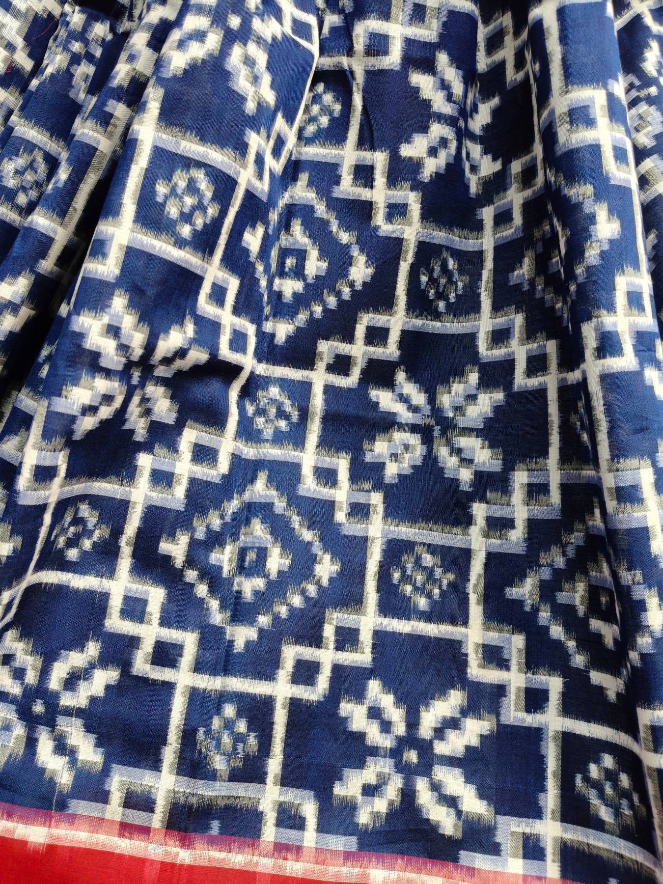 INK BLUE COTTON PURE HANDLOOM DOUBLE IKKAT SAREE