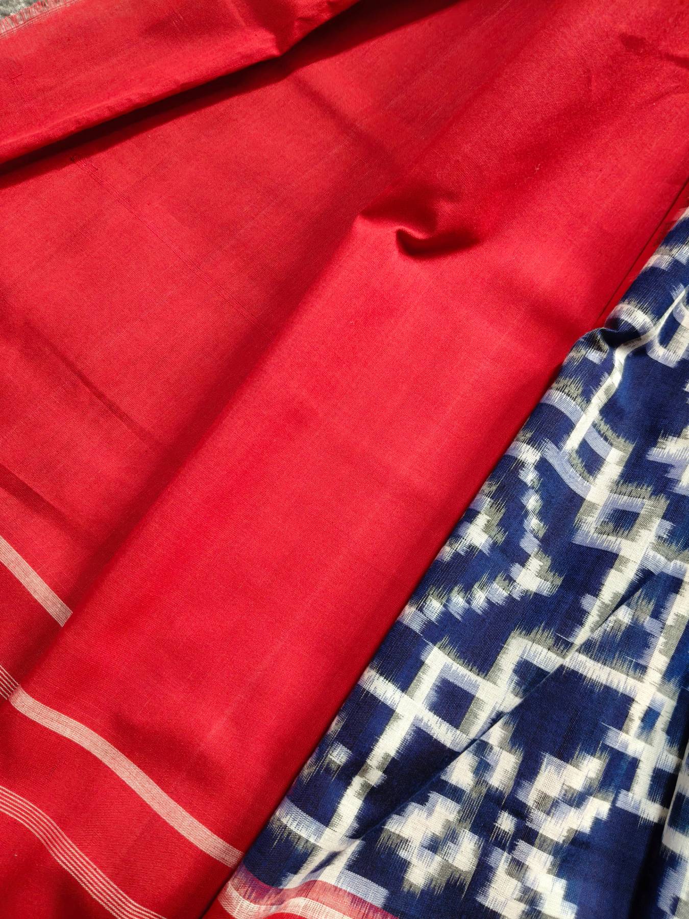 INK BLUE COTTON PURE HANDLOOM DOUBLE IKKAT SAREE