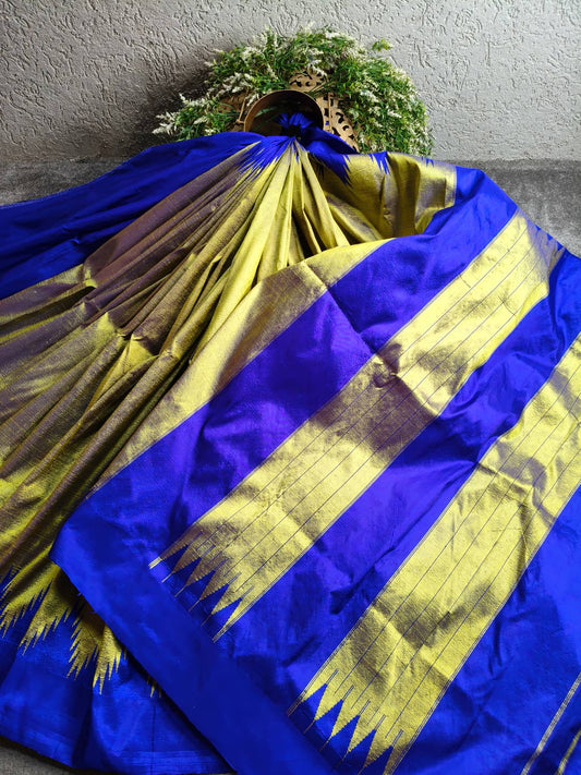 OLIVE GREEN SILK PURE HANDLOOM IRKAL SAREE
