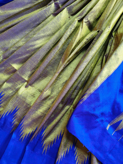 OLIVE GREEN SILK PURE HANDLOOM IRKAL SAREE