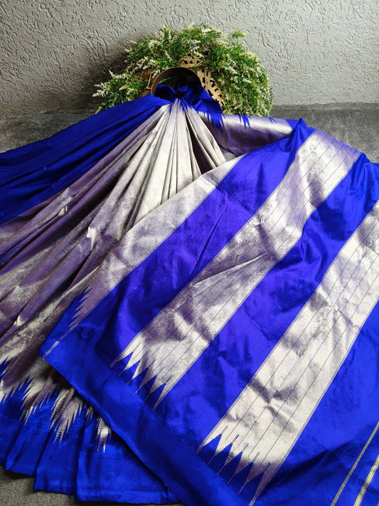 GREY SILK PURE HANDLOOM IRKAL SAREE