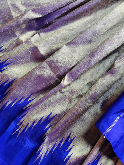 GREY SILK PURE HANDLOOM IRKAL SAREE