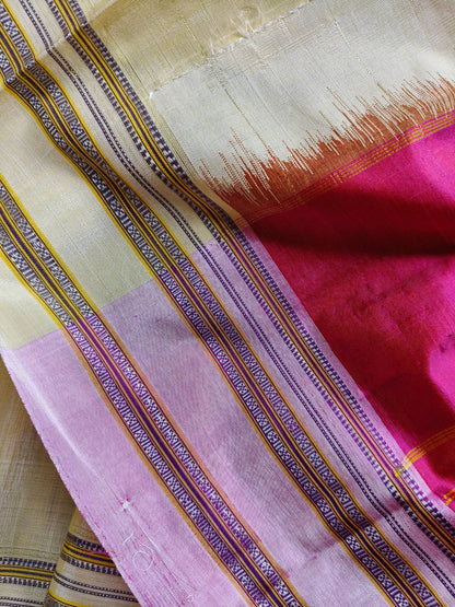 PASTEL YELLOW SICO PURE HANDLOOM IRKAL SAREE