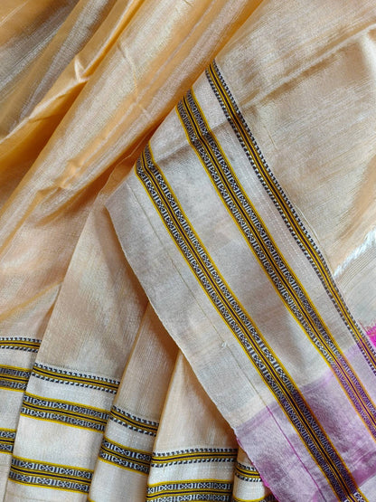 LIGHT PEACH SICO PURE HANDLOOM IRKAL SAREE