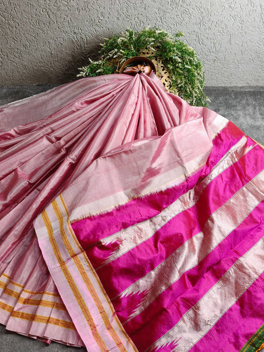 LIGHT PINK SICO PURE HANDLOOM IRKAL SAREE