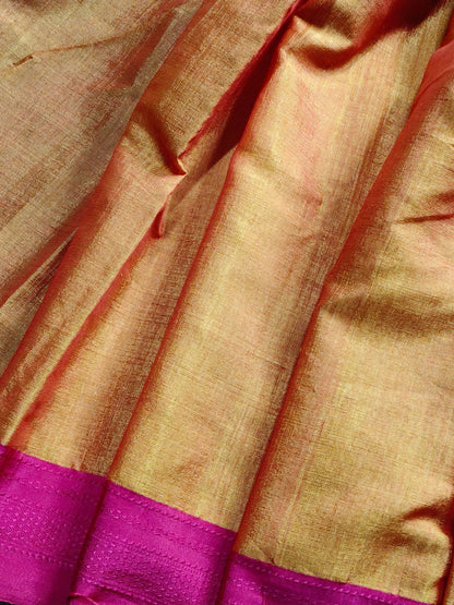 ORANGE SICO PURE HANDLOOM IRKAL SAREE