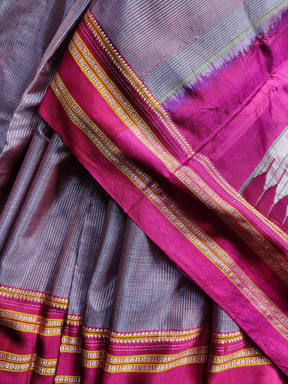 MAUVE PINK PURE HANDLOOM IRKAL SAREE