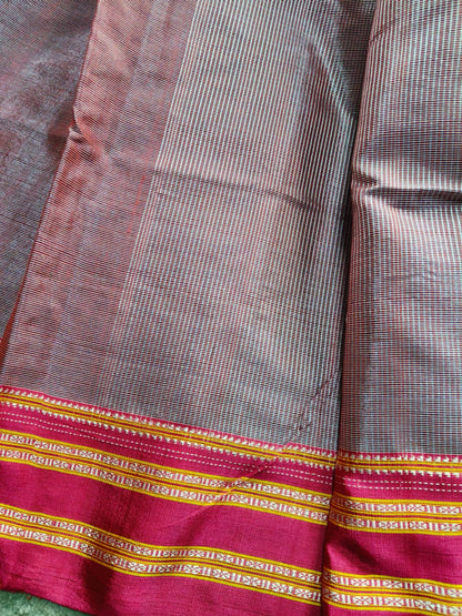 MAUVE PINK PURE HANDLOOM IRKAL SAREE