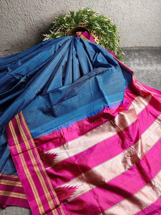 BLUE SICO PURE HANDLOOM IRKAL SAREE