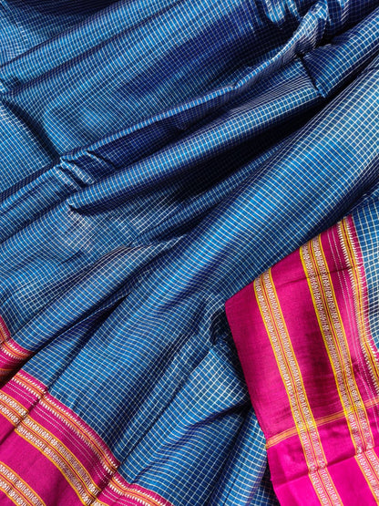 BLUE SICO PURE HANDLOOM IRKAL SAREE
