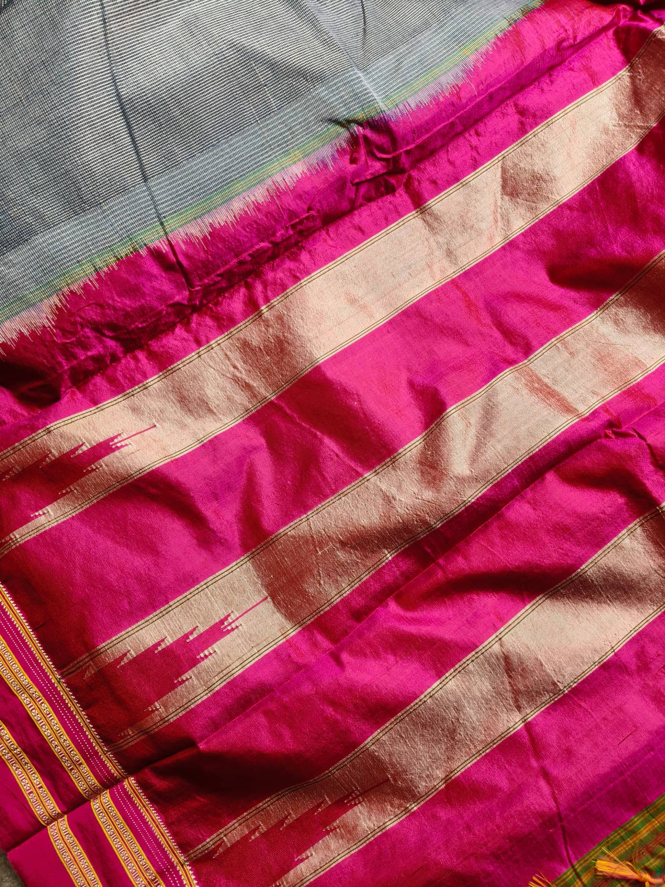 DARK GREY SICO PURE HANDLOOM IRKAL SAREE