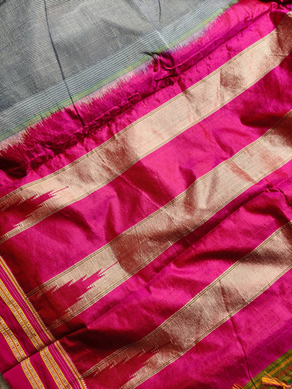 DARK GREY SICO PURE HANDLOOM IRKAL SAREE