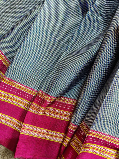DARK GREY SICO PURE HANDLOOM IRKAL SAREE