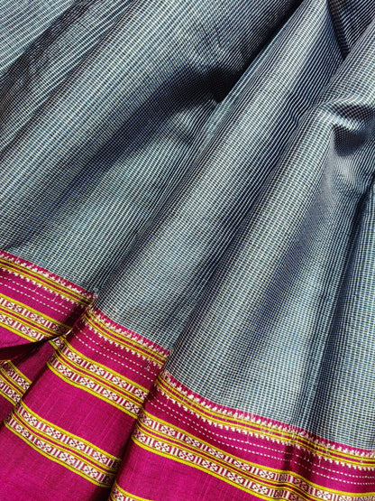 DARK GREY SICO PURE HANDLOOM IRKAL SAREE