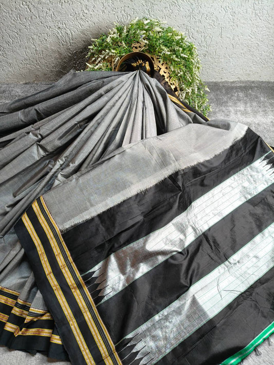 GREY SICO PURE HANDLOOM IRKAL SAREE